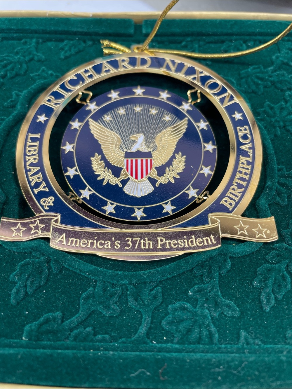 Richard Nixon Navy and Gold Presidential Ornament